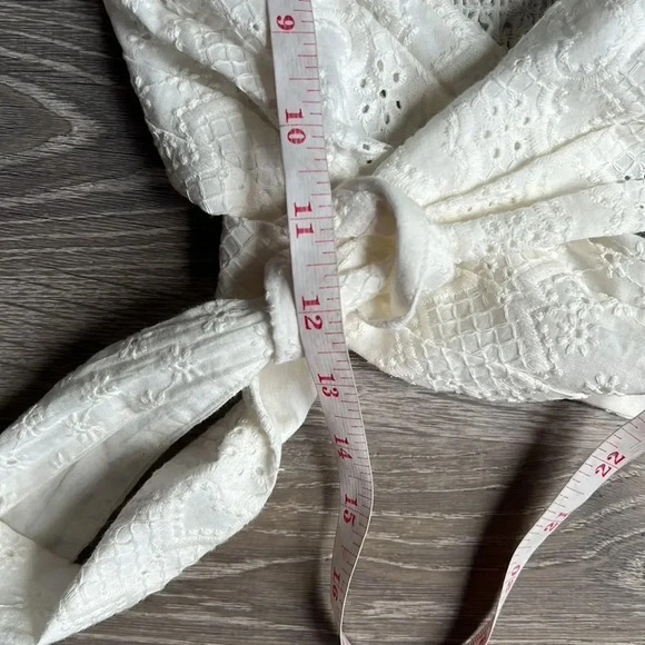 For Love & Lemons Charlotte Eyelet Wrap Top in White Heart - Picture 10 of 11